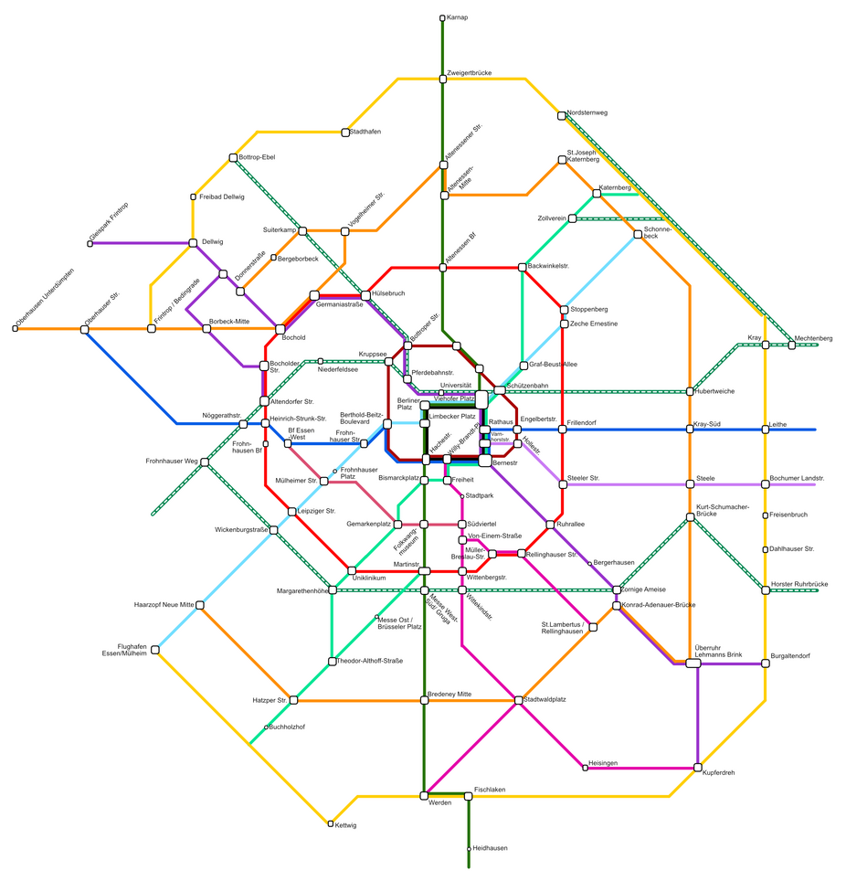 Darstellung des Premiumroutennetzes als U-Bahn-Karte