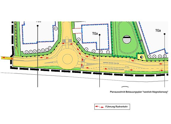 Vorschlag zur Radverkehrsführung Würzburger Str. auf Höhe Bebauungsplan "westlich Magnolienweg"