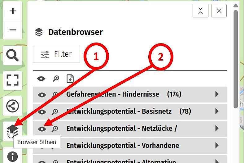 Legende zur Bedienung von Umap Anleitung