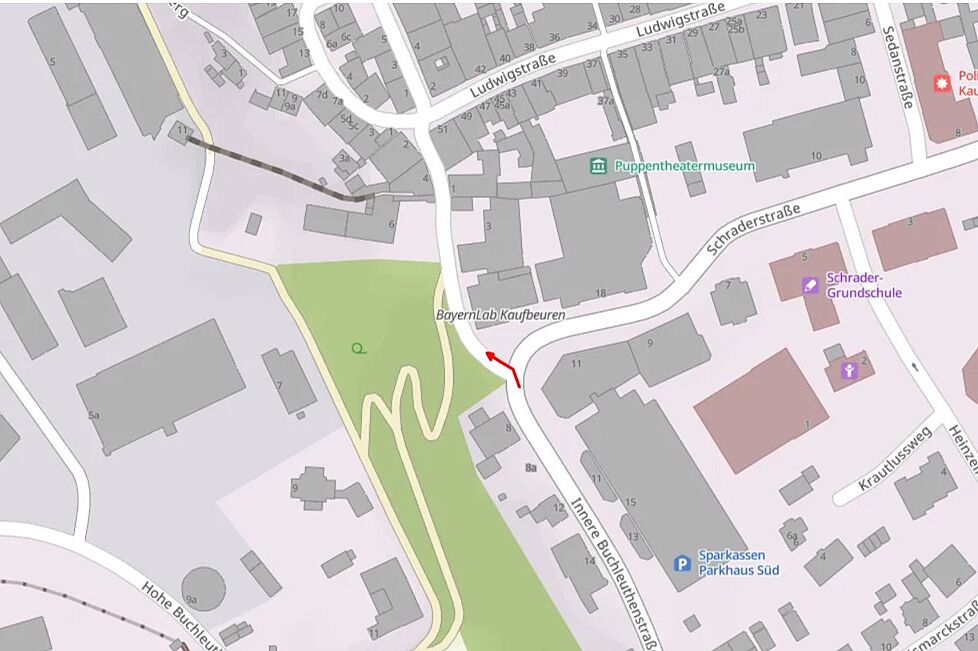 Stadtplan mit Pfeil