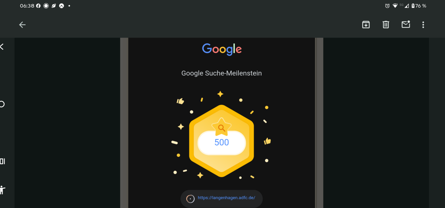 Klick' auch Du Dich rein ins Radfahr-Vergnügen in und um Langenhagen! Der neueste Google Search Award: 500*) Klicks durch die Suche mit Google auf der Webseite des ADFC Langenhagen Klicks Du Dich auch rein ins Radfahr-Vergnügen in und um Langenhagen! Der neueste Google Search Award: 500*) Klicks durch die Suche mit Google auf der Webseite des ADFC Langenhagen (C) ADFC Langenhagen