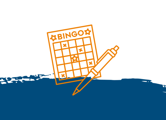 Bingo Karte vor blauem Hintergrund
